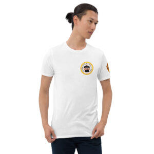 Camiseta blanca de manga corta. Escudo DDM en la manga izquierda. Envío incluido.