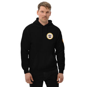 Sudadera negra con capucha. Escudo DDM en la manga izquierda. Envío incluido.