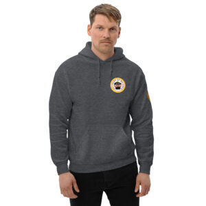 Sudadera gris oscuro con capucha. Escudo DDM en la manga izquierda. Envío incluido.