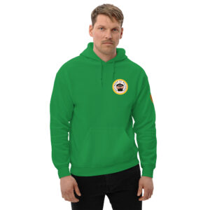 Sudadera verde con capucha. Escudo DDM en la manga izquierda. Envío incluido.