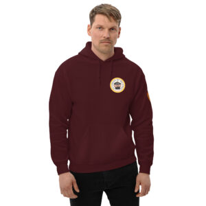 Sudadera marrón con capucha. Escudo DDM en la manga izquierda. Envío incluido.