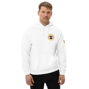 Sudadera blanca con capucha. Escudo DDM en la manga izquierda. Envío incluido.