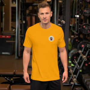 Camiseta naranja, de manga corta. Escudo DDM en la manga izquierda - Luxe